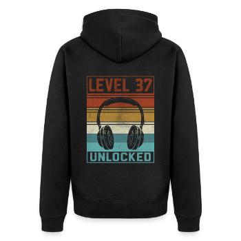 Gamer 37th Birthday Gamer - Unisex Premium Organic Zip Hoodie - black - Back - Nico (187cm)