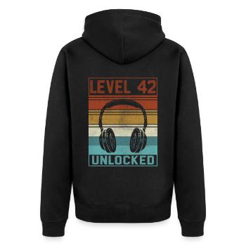 Gamer 42nd Birthday Gamer - Unisex Premium Organic Zip Hoodie - black - Back - Nico (187cm)