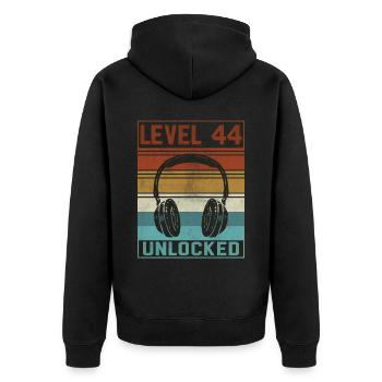 Gamer 44th Birthday Gamer - Unisex Premium Organic Zip Hoodie - black - Back - Nico (187cm)