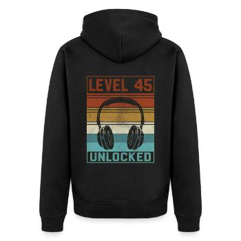 Gamer 45th Birthday Gamer - Unisex Premium Organic Zip Hoodie - black - Back - Nico (187cm)