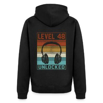 Gamer 48th Birthday Gamer - Unisex Premium Organic Zip Hoodie - black - Back - Nico (187cm)