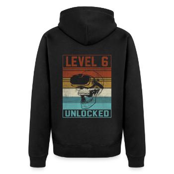 Boy 6th Birthday Gamer - Unisex Premium Organic Zip Hoodie - black - Back - Nico (187cm)