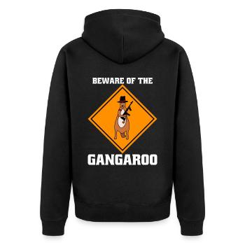 Känguru Warnung bewaffnete Kängurus - Unisex Premium Bio Zip Hoodie - Schwarz - Hinten - Nico (187cm)