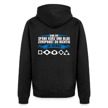 Zerspaner Dreher Zerspanungsmechaniker - Unisex Premium Bio Zip Hoodie - Schwarz - Hinten - Nico (187cm)