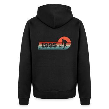 Pickleball-Spieler Jahrgang 1995 Geburtstag Games - Unisex Premium Bio Zip Hoodie - Schwarz - Hinten - Nico (187cm)