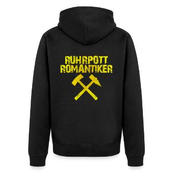 Ruhrpott Romantiker Ruhrgebiet - Unisex Premium Bio Zip Hoodie - Schwarz - Hinten - Nico (187cm)