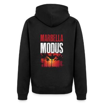 Marbella Mode - Unisex Premium Organic Zip Hoodie - black - Back - Nico (187cm)