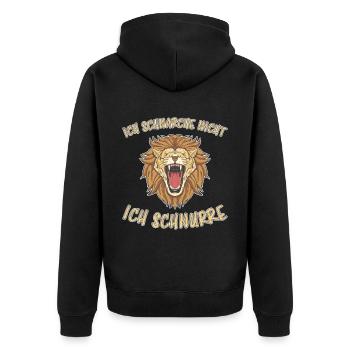 Schnurren Löwe Lustiger Spruch Schlafen Geschenk - Unisex Premium Bio Zip Hoodie - Schwarz - Hinten - Nico (187cm)