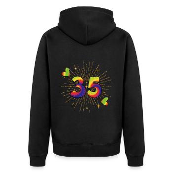 Tie-dye 35. Geburtstagsfeier 35 Jahre Alter - Unisex Premium Bio Zip Hoodie - Schwarz - Hinten - Nico (187cm)