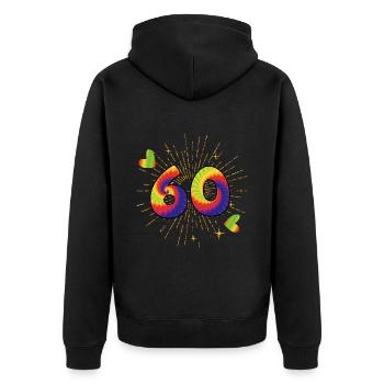 Tie-dye 60th Birthday Party 60 Years Old - Unisex Premium Organic Zip Hoodie - black - Back - Nico (187cm)