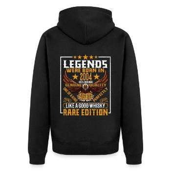Legends Were Born in 2004, Aged Like Whisky - Unisex Premium Organic Zip Hoodie - black - Back - Nico (187cm)