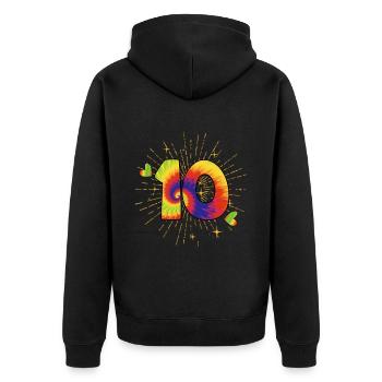 Tie-dye 10. Geburtstagsfeier 10 Jahre Alter - Unisex Premium Bio Zip Hoodie - Schwarz - Hinten - Nico (187cm)