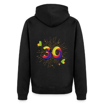 Tie-dye Fête du 30e anniversaire 30 ans - Veste à capuche bio Premium Unisexe - noir - Dos - Nico (187cm)