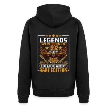 Legends Were Born in 1992, Aged Like Whisky - Unisex Premium Organic Zip Hoodie - black - Back - Nico (187cm)
