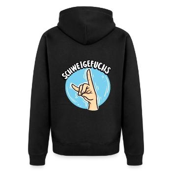 Lehrer Schweigefuchs Für Ruhigen Schüler Im - Unisex Premium Bio Zip Hoodie - Schwarz - Hinten - Nico (187cm)
