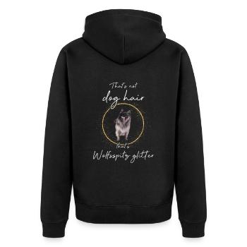That's not dog hair that's wolfsspitz glitter - Unisex Premium Organic Zip Hoodie - black - Back - Nico (187cm)