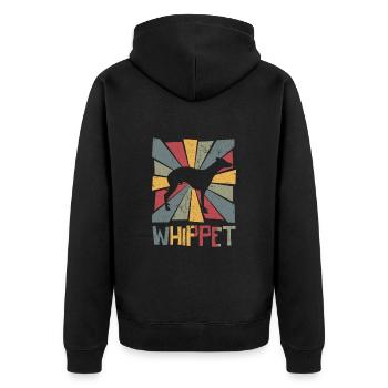 Whippet - Unisex Premium Bio Zip Hoodie - Schwarz - Hinten - Nico (187cm)