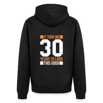 30th Birthday Gift 30 years old Gift idea - Unisex Premium Organic Zip Hoodie - black - Back - Nico (187cm)