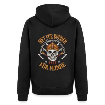 Met Für Bruder Äxte Für Feinde Viking Valkyrie Axt - Unisex Premium Bio Zip Hoodie - Schwarz - Hinten - Nico (187cm)
