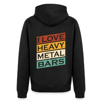 Ich Liebe Heavy Metal Blacksmith Bladesmith - Unisex Premium Bio Zip Hoodie - Schwarz - Hinten - Nico (187cm)