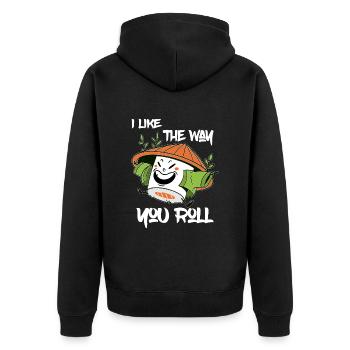 J’aime la façon dont vous roulez - Happy Sushi - Veste à capuche bio Premium Unisexe - noir - Dos - Nico (187cm)
