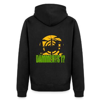 Dämmerts Jagd Spruch - Hirsch Zielscheibe Jäger - Unisex Premium Bio Zip Hoodie - Schwarz - Hinten - Nico (187cm)
