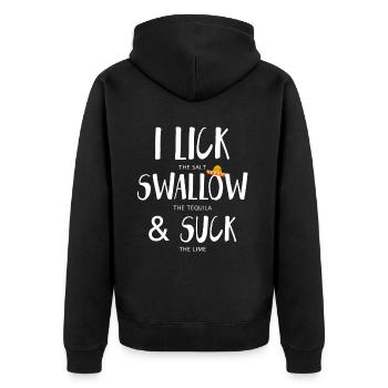 Alcohol - Unisex Premium Organic Zip Hoodie - black - Back - Nico (187cm)