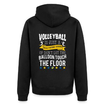 Volleyball Beachvolleyball - Unisex Premium Bio Zip Hoodie - Schwarz - Hinten - Nico (187cm)