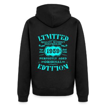 Anniversaire 1959 Édition Limitée Cadeau Occasion Cool - Veste à capuche bio Premium Unisexe - noir - Dos - Nico (187cm)