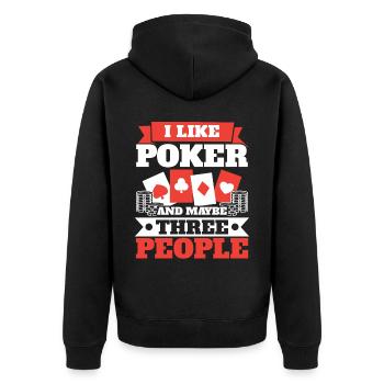 J’aime le poker et peut-être le casino à trois personnes - Veste à capuche bio Premium Unisexe - noir - Dos - Nico (187cm)