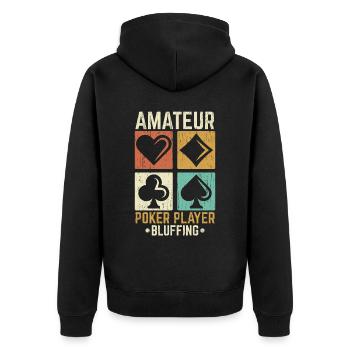 Les joueurs de poker amateurs bluffent dans les jeux de casino - Veste à capuche bio Premium Unisexe - noir - Dos - Nico (187cm)