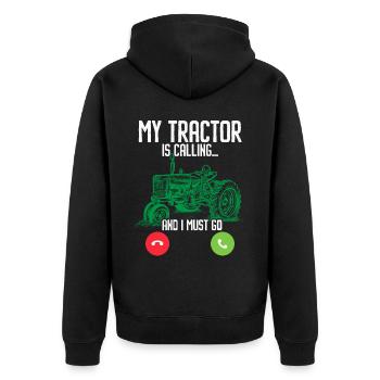 My tractor is calling and I have to go farming - Unisex Premium Organic Zip Hoodie - black - Back - Nico (187cm)
