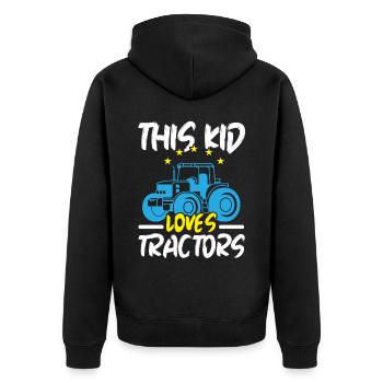 Dieses Kind liebt Traktoren Bauernhof Bauernhof La - Unisex Premium Bio Zip Hoodie - Schwarz - Hinten - Nico (187cm)