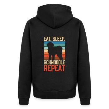 Eat Sleep Schnoodle Repeat - Unisex Premium Bio Zip Hoodie - Schwarz - Hinten - Nico (187cm)
