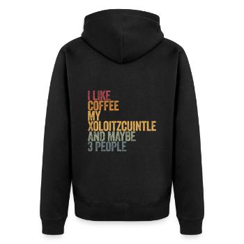 I like coffee my Xoloitzcuintle and maybe 3 people - Unisex Premium Organic Zip Hoodie - black - Back - Nico (187cm)