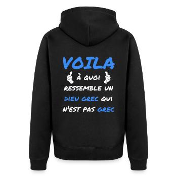 Voila à quoi ressemble un dieu grec qui n'est pas - Veste à capuche bio Premium Unisexe - noir - Dos - Nico (187cm)