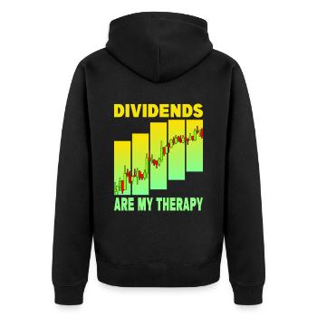 Dividends are my Therapy - Unisex Premium Organic Zip Hoodie - black - Back - Nico (187cm)