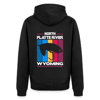 North Platte River Wyoming Pêche à la mouche - Veste à capuche bio Premium Unisexe - noir - Dos - Nico (187cm)