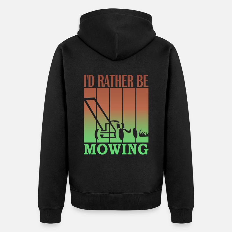 I'd rather be mowing - Unisex Premium Bio Zip Hoodie - Schwarz