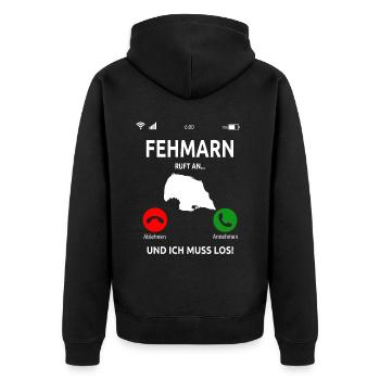 Fehmarn Insel Ostsee Burg Urlaub Idee - Unisex Premium Bio Zip Hoodie - Schwarz - Hinten - Nico (187cm)