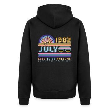July 1982 40th birthday - Unisex Premium Organic Zip Hoodie - black - Back - Nico (187cm)