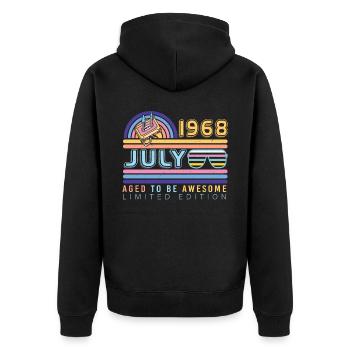 1968 Juli Vintage - Unisex Premium Bio Zip Hoodie - Schwarz - Hinten - Nico (187cm)