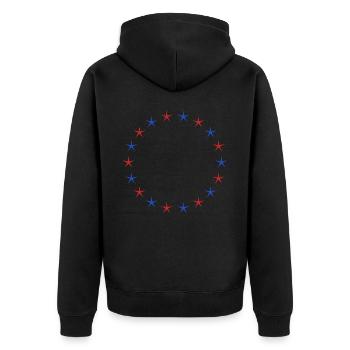 Sternenkette In Blau und Rot - Unisex Premium Bio Zip Hoodie - Schwarz - Hinten - Nico (187cm)