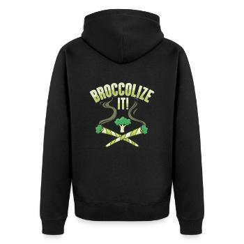 Brokkolize-It wordplay for a vegan lover - Unisex Premium Organic Zip Hoodie - black - Back - Nico (187cm)