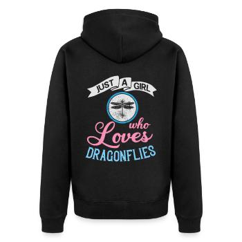 Libellen Fliegendes Insekt Zitate Entomologe - Unisex Premium Bio Zip Hoodie - Schwarz - Hinten - Nico (187cm)