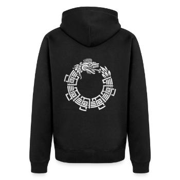 Quetzalcoatl Ouroboros Aztèque Serpent Maya Inca - Veste à capuche bio Premium Unisexe - noir - Dos - Nico (187cm)