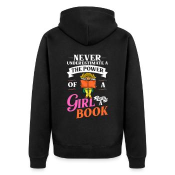 Book Girls Read Women Bookworm Librarian - Unisex Premium Organic Zip Hoodie - black - Back - Nico (187cm)