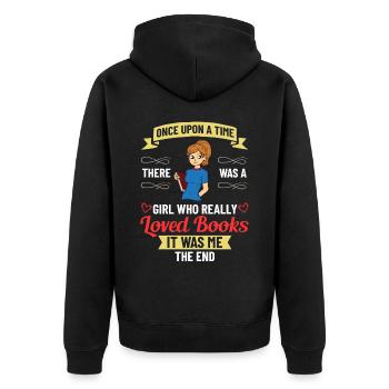 Book Girls Read Women Bookworm Librarian - Unisex Premium Organic Zip Hoodie - black - Back - Nico (187cm)