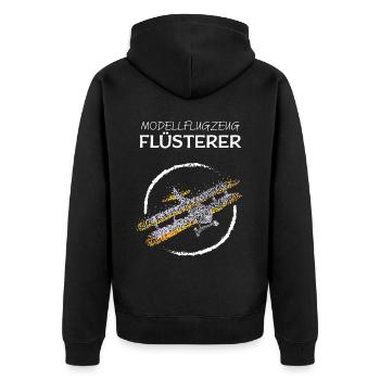 Modellbau Modellbauer Modellflugzeuge - Unisex Premium Bio Zip Hoodie - Schwarz - Hinten - Nico (187cm)