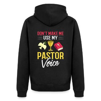Pfarrer Kirche Minister Geistlicher Christ Jesus - Unisex Premium Bio Zip Hoodie - Schwarz - Hinten - Nico (187cm)
